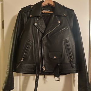 Full leather motorcycle jacket